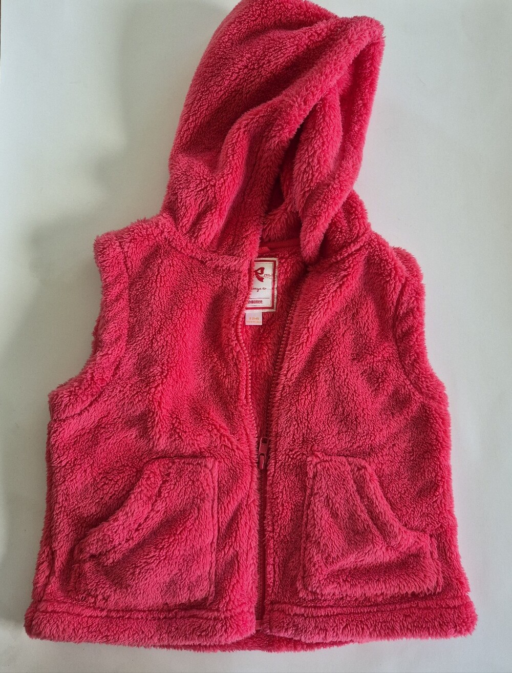 Girl 5-6 Gymboree Plush Hooded Vest in Hot Pink Sleeveless